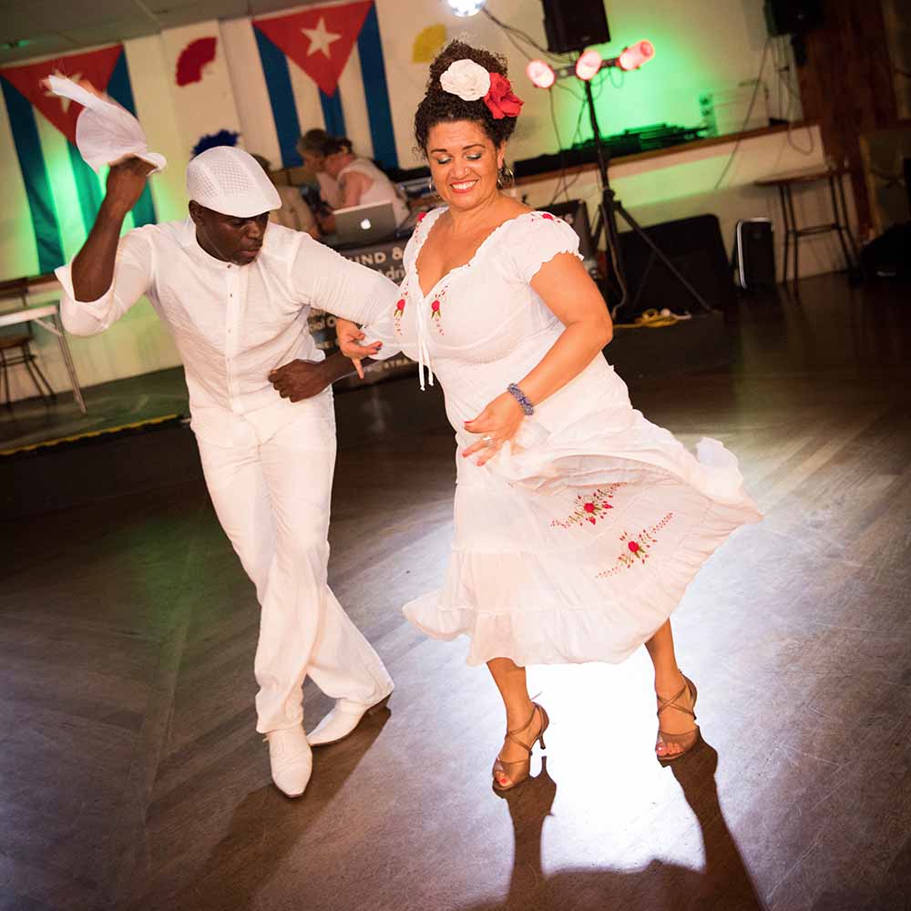 Afro-Cuban Santeria Music and Dancers, Colorfully dressed m…